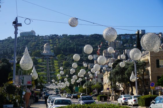 Haifa, Israel main street during Christmas season